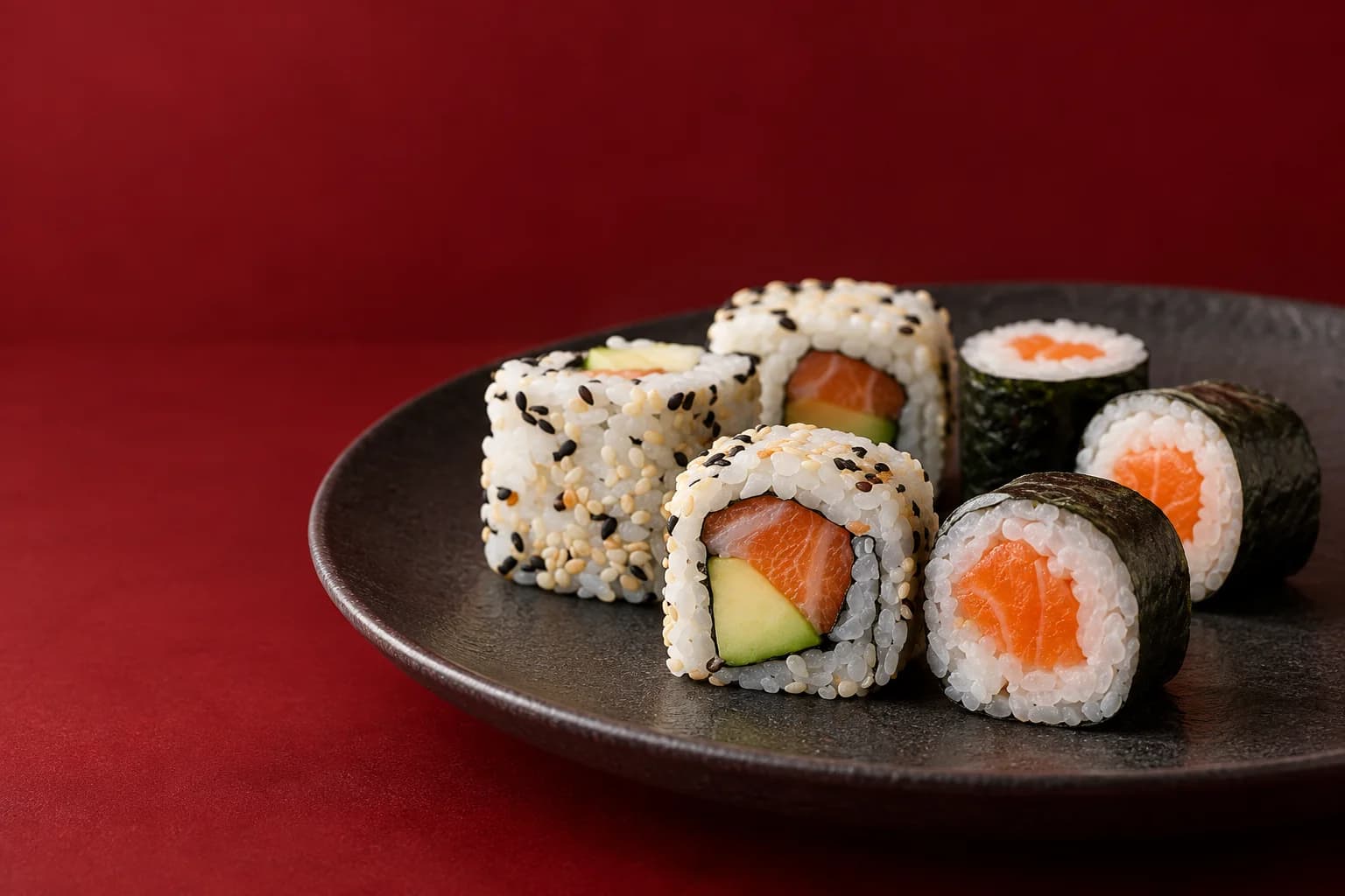 Illustration de makis et california, parmi les spécialités des menus du Kyoto
